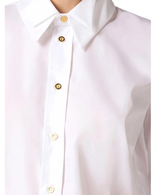Elisabetta Franchi White Double-Collar Logo-Embroidered Shirt