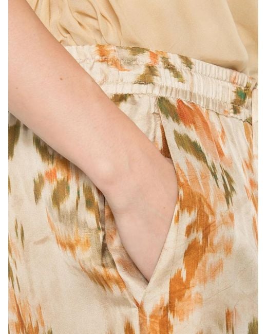 Pierre Louis Mascia Metallic Ikat-Print Drawstring-Fastening Palazzo Pants