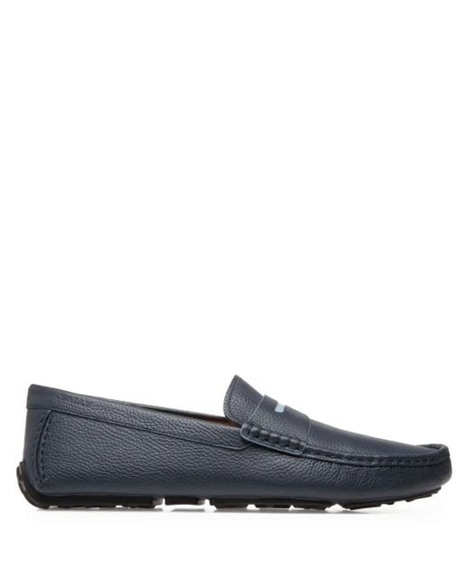 Bally Loafer aus strukturiertem Leder mit Sattelriemen in Blue für Herren