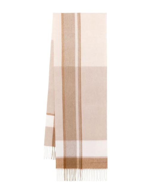 N.Peal Cashmere チェック カシミアスカーフ Natural