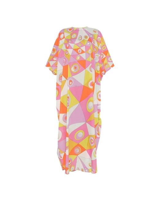 Emilio Pucci White Loose Fit Maxi Dress With Tie Fastening