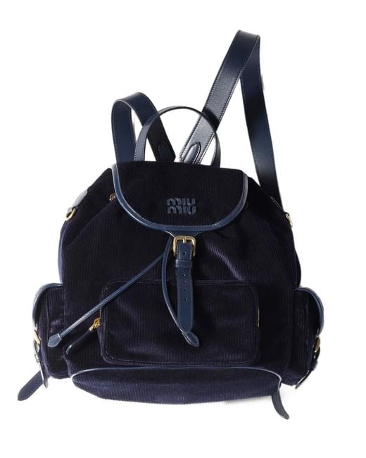 Miu Miu Blue Large Corduroy Backpack