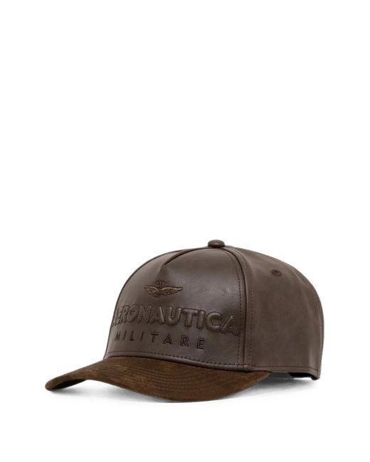 Aeronautica Militare Brown Logo-Embroidered Baseball Cap