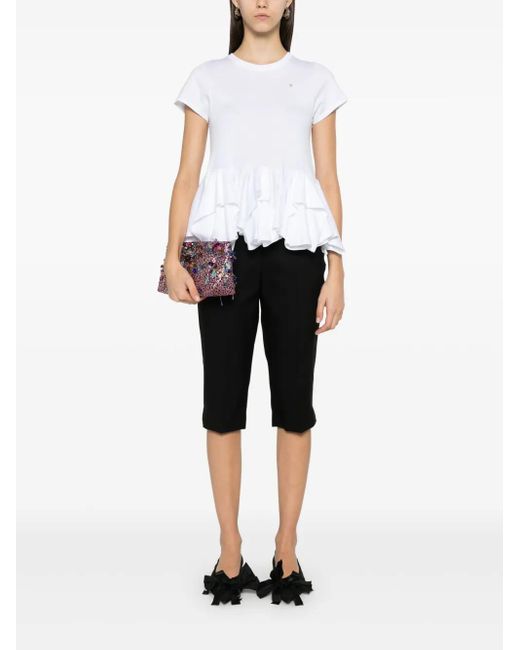 Viktor & Rolf White Peplum-Hem T-Shirt