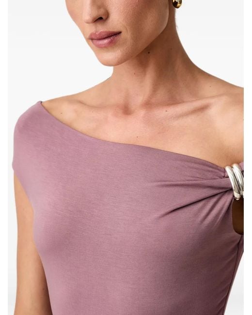 Guess Purple Off-Shoulder Jewel Top