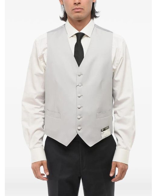 Corneliani White Single-Breasted Waistcoat for men