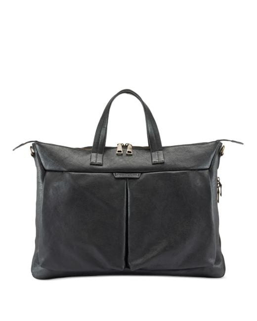 Officine Creative Black Zip Leather Backpack for men
