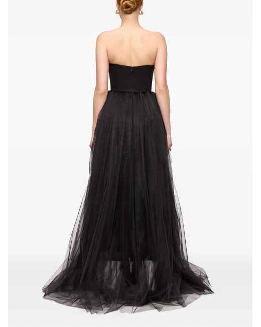 V:PM ATELIER Black Schulterfreies Kleid mit Tüll-Overlay