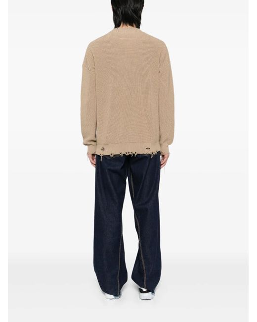 メンズ MM6 by Maison Martin Margiela ダメージ カーディガン Natural