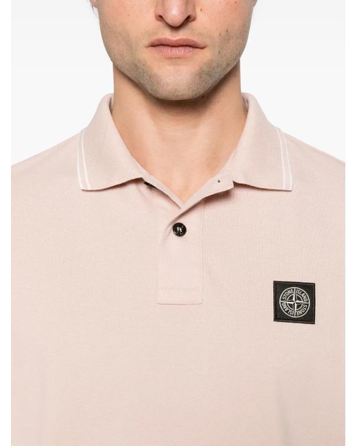 Stone Island Pink Cotton Polo With Short Sleeves for men