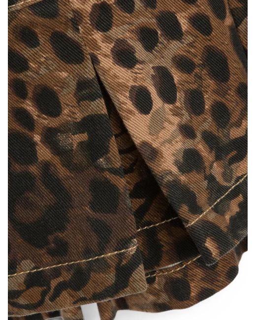 Juicy Couture Brown Animal-Print Pleated Mini Dress