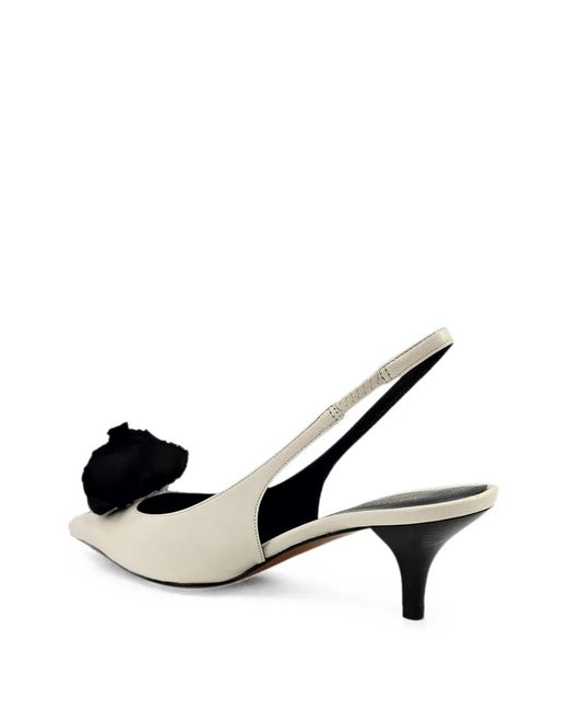 Madison Maison Metallic Instinya Flower-Embellished Leather Slingback Pumps