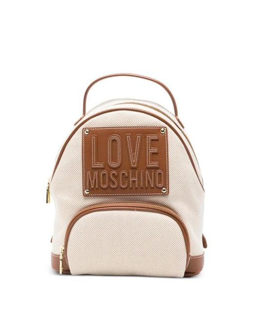 Love Moschino Natural Embossed-Logo Backpack