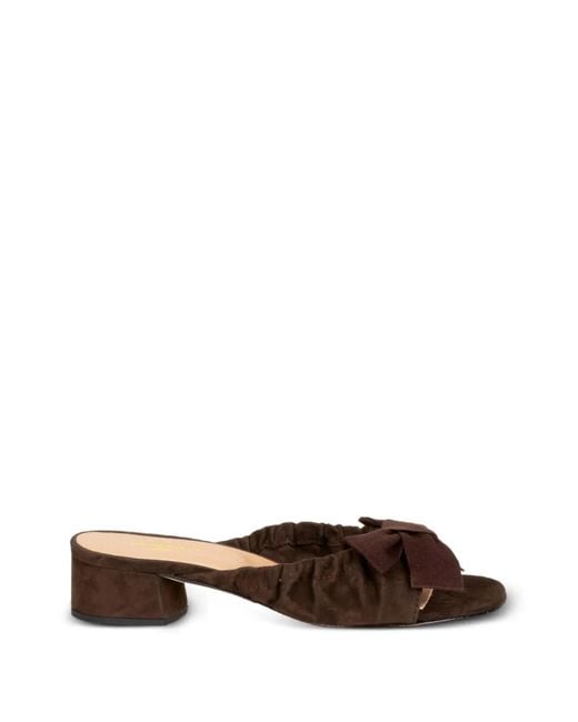 Status Brown Bow-Detail Heeled Sandals