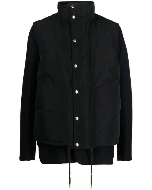 Sacai Black Double-Layer Gilet Wool Jacket for men