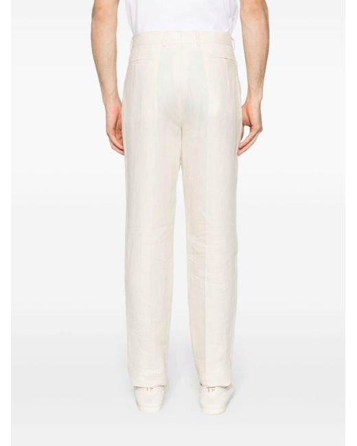 Pantalon de costume en lin à plis creux Zegna pour homme en coloris White