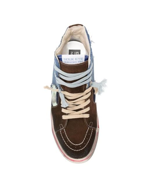 Paul Esterlin Blue Calystar Distressed Panelled Sneakers for men