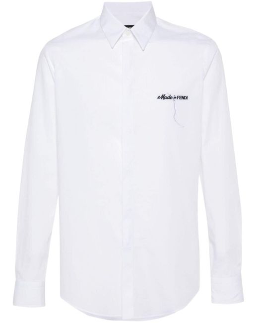Camisa con eslogan bordado Fendi de hombre de color White