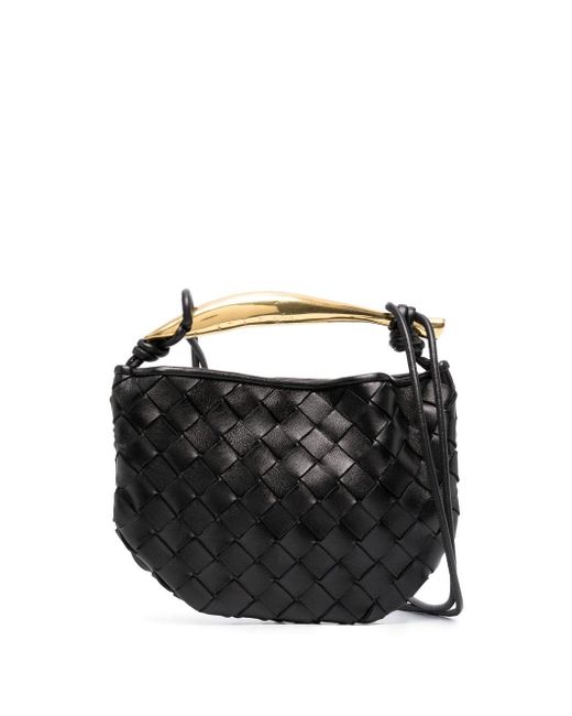 Bottega Veneta Black Mini Sardine Leather Tote Bag