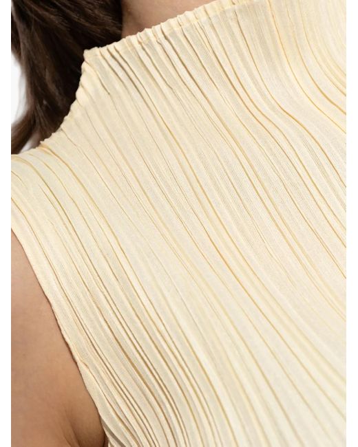 Pleats Please Issey Miyake Pleated High-neck Top Natural