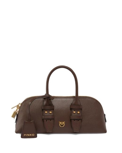Pinko Brown Leather Top-Handle Tote Bag