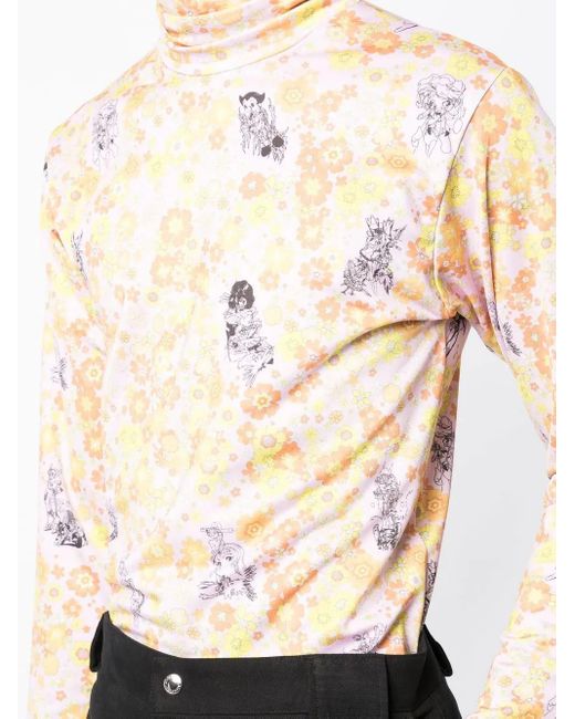 Liberal Youth Ministry Natural Floral Motif Print High Neck Top for men