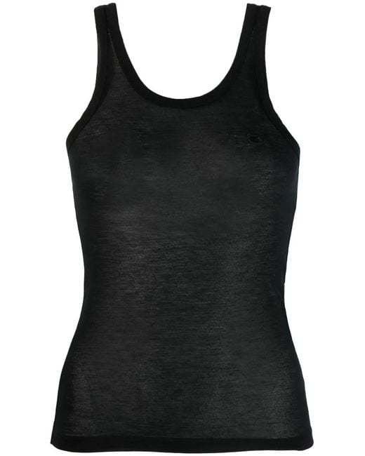 Coperni Black Semi-Sheer Racerback Top