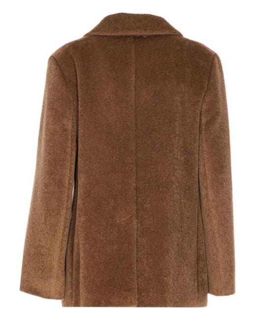 Max Mara Brown Double-Breasted Brushed Jacket