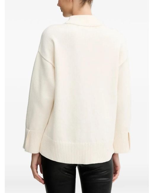 DKNY White Ribbed High-Neck Sweater