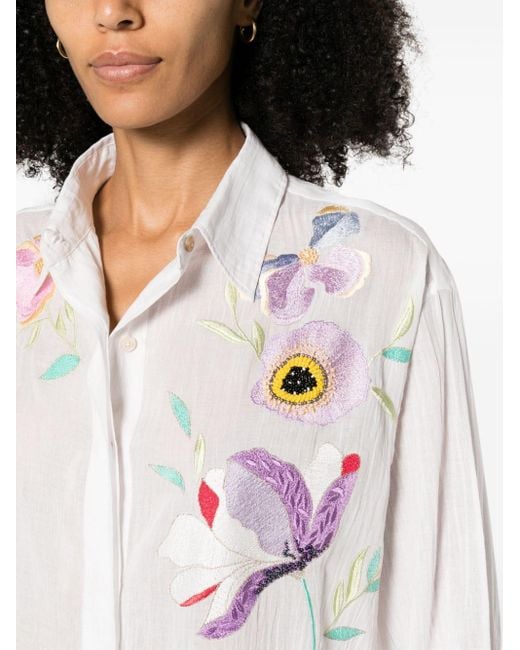 Camisa con bordado floral Forte Forte de color White