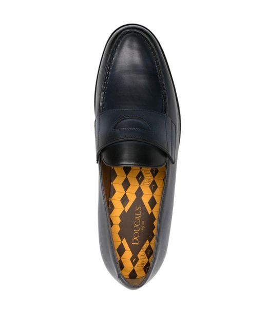 Doucal's Black Faded Leather Penny Loafers for men