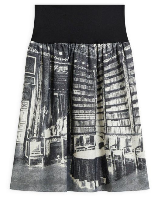 Agnes B. Gray Graphic-print Midi Skirt