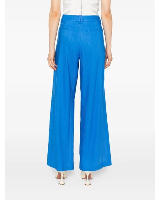 Alice + Olivia Blue Eric Linen Pant