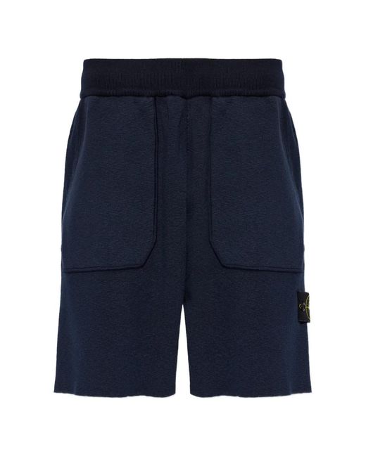Stone Island Blue Short À Patch Logo for men