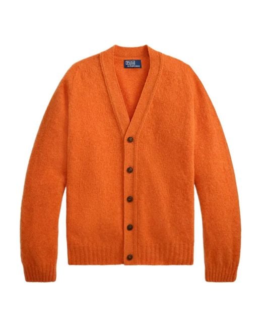 Polo Ralph Lauren Orange Long-Sleeve Button-Up Cardigan for men