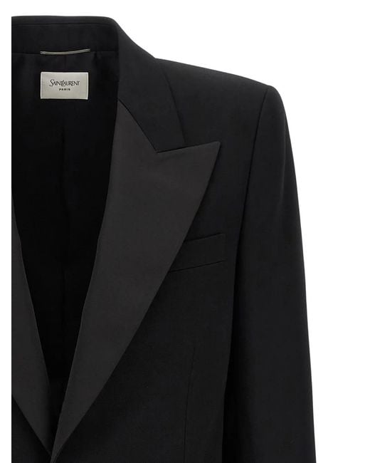 Saint Laurent Black Peak-Lapel Single-Breasted Blazer for men