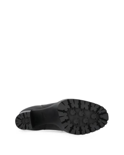 Pinko Black Leather Platform Ankle Boots