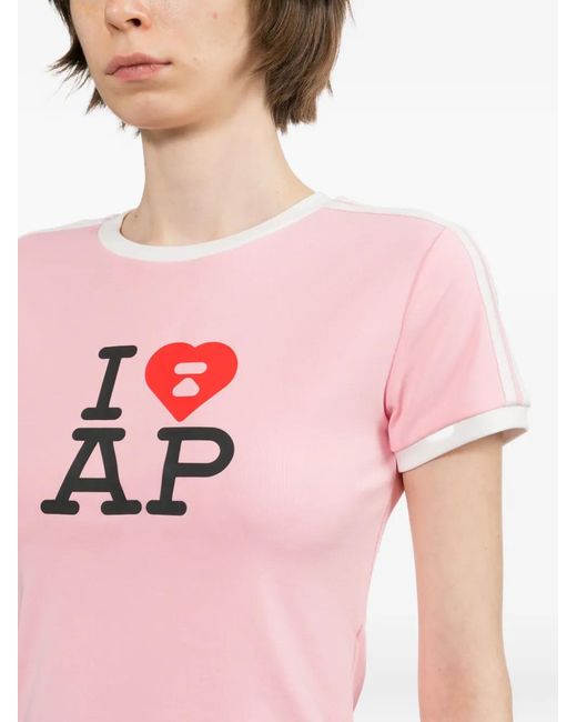 AAPE BY A BATHING AP Pink Printed T-Shirt