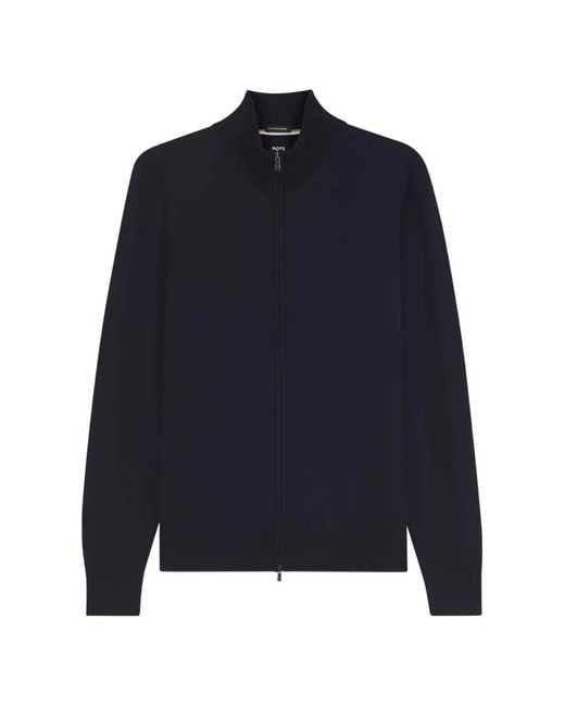 Boss Blue Zip-Up Sweater for men