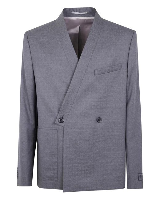 KENZO Blue Double-Breasted Wool Jacket for men