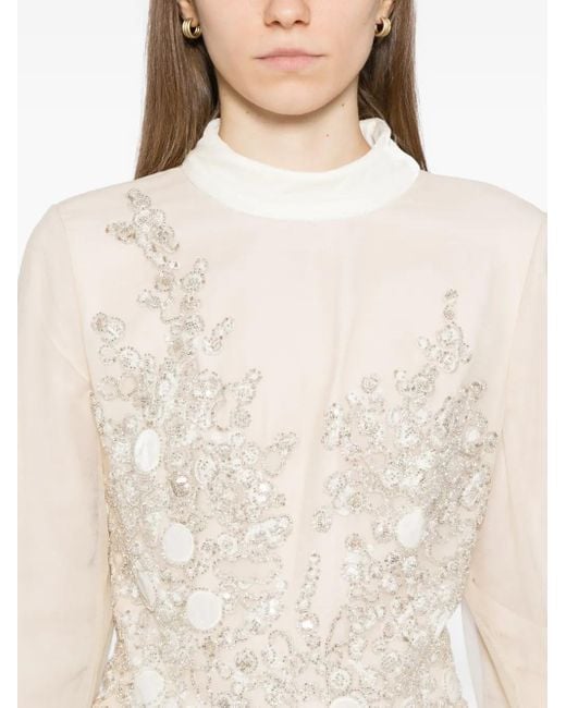 Saiid Kobeisy White Embroidered Velvet Gown
