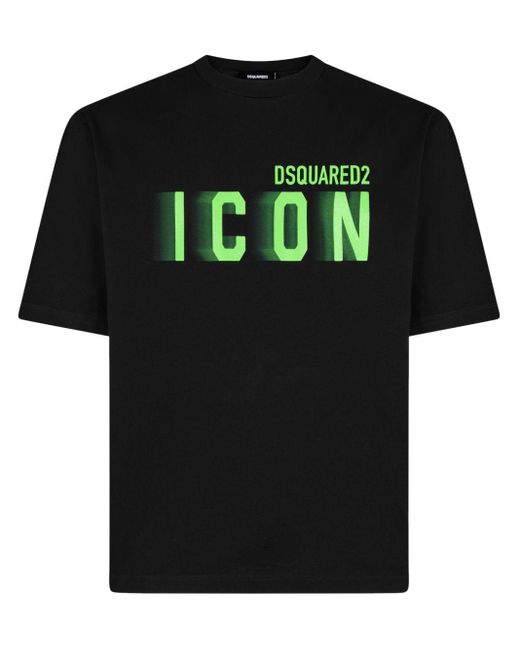 DSquared² Black Blurred Logo-print T-shirt for men