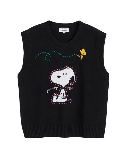 Chinti & Parker Black Snoopy Intarsia-Knit Sweater Vest