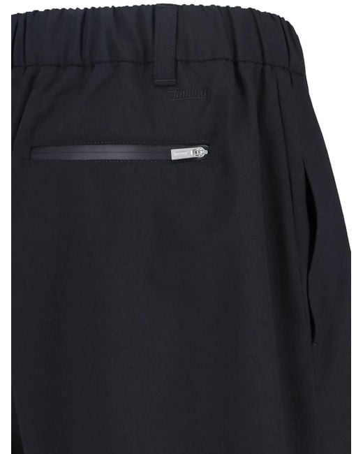 Laminar Black Elasticated Wool Blend Shorts for men
