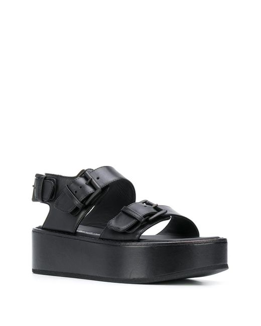 black buckle platform sandals