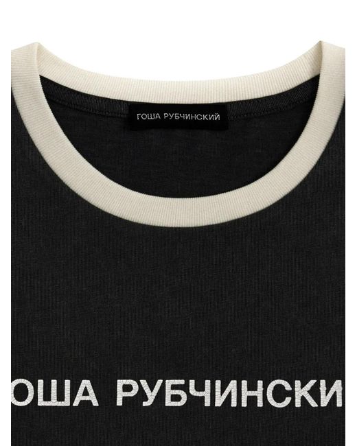 Gosha Rubchinskiy Black Contrast-Trim Logo-Print T-Shirt