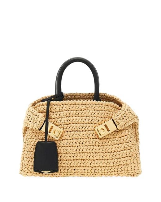 Ferragamo Hug ラフィア ミニバッグ Metallic