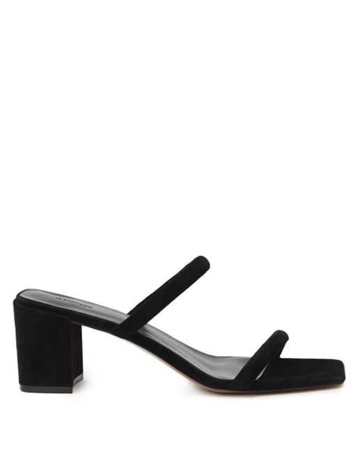 12 STOREEZ Black Block-heel Suede Sandals