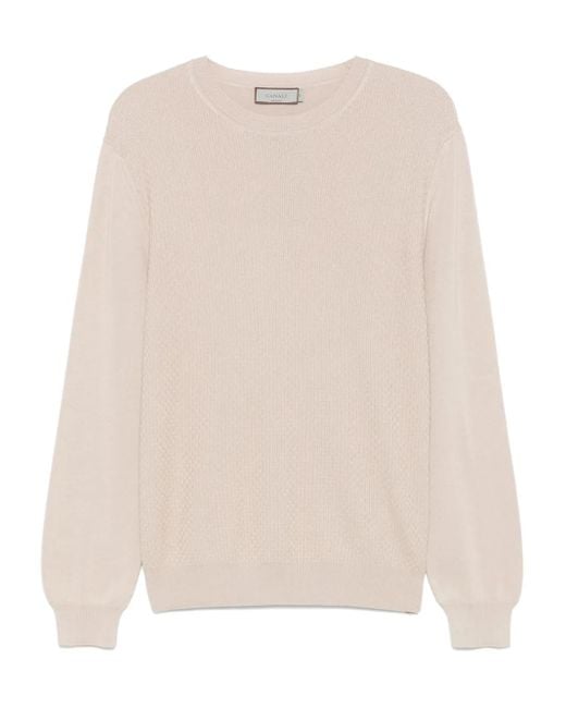 メンズ Canali コットン クルーネックセーター Natural