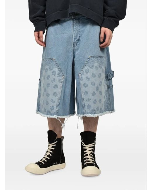 JUN/NAKAYAMA Blue Paisley Carpenter Shorts for men